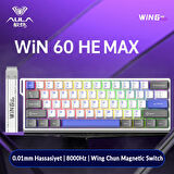 Aula Win60 He Max Manyetik Klavye Rapid Trigger Graywood Swtich 8000Hz RGB TKL Hot Swap Oyuncu Klavyesi Mavi