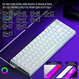 Aula Hero 68 He Manyetik Klavye Rapid Trigger Black King Switch 8000Hz RGB Neon TKL Hot Swap Oyuncu Klavyesi Beyaz