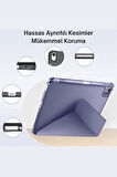 iPad Air 13 inç 2025 M3 Çip Uyumlu Kalem Bölmeli Standlı Akıllı Fuchsia Trifolding Tablet Kılıfı