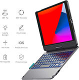 Apple iPad Air 11inç M2/M3 Air 4/5.Nesil 10.9 Kılıf Kablosuz Dönebilen Klavyeli Kılıf Keyboard 2025-2024