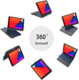 Apple iPad Air 11inç M2/M3 Air 4/5.Nesil 10.9 Kılıf Kablosuz Dönebilen Klavyeli Kılıf Keyboard 2025-2024
