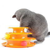 Süslüpati Toplu Yuvarlak 3 Katlı Şirin Kedi Oyuncağı