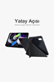 iPad Air 4 10.9 inç Uyumlu Renkli Karbon Trifolding Kalem Bölmeli Tablet Kılıfı