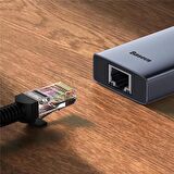 Baseus 100W 7in1 Çevirici Çoğaltıcı Adaptör, 3x USB, 2x Type C, 1x 60Hz HDMI, 1x RJ45, 1x TF-SD Girişli HUB