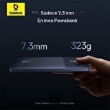 Baseus Süper İnce 65W 12000mAh Taşınabilir Şarj Cihazı Powerbank, Dijital Göstergeli, Akım ve Isı Korumalı