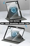 iPad 11. Nesil A16 2025 Uyumlu 360° Dönebilen Yatay Dikey Standlı Fuchsia Pino Tablet Kılıfı
