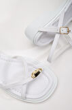Kadın Beyaz Gold Yüzük Detaylı Günlük Sandalet 