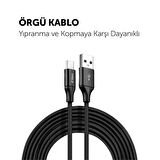 Ttec 3 Metre Süper Hızlı Örgülü USB To Type C Şarj ve Data Kablosu, Kopmaz Ekstra Dayanıklı Kablo