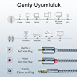 Essager ProSeri 3 Metre 3.5mm Jack to RCA Kablo RCA Stereo Hifi Ses Sistemi Kablosu Kopmaz Kablo 