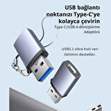 Polham Jazos USB 3.1 To Type-C OTG Dönüştürücü Adaptör, 10 Gbps Veri Aktarım, Mini Type C Çevirici