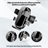 Polham Araç İçi Klipsli Havalandırma Girişli Telefon Tutucu, Üçgen Tasarımlı Kilit Sistemli Titremez Tutucu