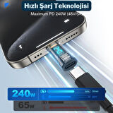 Polham 8K HDMİ, 40Gpbs ve 240W Süper Hızlı Dişi Type C to Erkek Type C Şarj, Data ve HDMİ Çevirici Adaptör