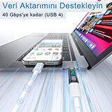 Polham 8K HDMİ, 40Gpbs ve 240W Süper Hızlı Dişi Type C to Erkek Type C Şarj, Data ve HDMİ Çevirici Adaptör
