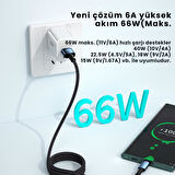 Essager 3 Metre 66W 6A USB to Type-C Süper Hızlı Data Şarj Kablosu, Ultra Dayanıklı Şarj ve Data Kablosu