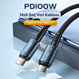 Essager 100W 5A Type C To Type C Süper Hızlı Şarj ve Data Kablosu, Kopmaz Örgü Tipi Süper Dayanıklı Kablo 2 Metre