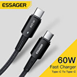Essager 1 Metre 60W Type C to Type-C Ultra Hızlı Data Şarj Kablosu,Süper Dayanıklı Şarj ve Data Kablosu