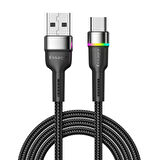 Essager LEd Işıklı 1 Metre 3A USB to Type-C Ultra Hızlı Şarj Kablosu,Dayanıklı Renkli Led Işıklı Kablo