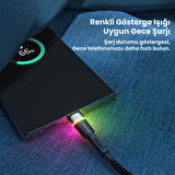 Essager LEd Işıklı 1 Metre 3A USB to Type-C Ultra Hızlı Şarj Kablosu,Dayanıklı Renkli Led Işıklı Kablo