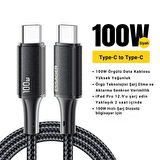 Essager 0.25CM PD 100W Süper Hızlı Type C To Type C Şarj Data Kablosu, E-marker Çipli Akıllı Şarj Kablosu