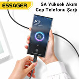 Essager 0.25CM PD 100W Süper Hızlı Type C To Type C Şarj Data Kablosu, E-marker Çipli Akıllı Şarj Kablosu