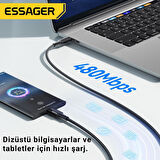 Essager 0.25CM PD 100W Süper Hızlı Type C To Type C Şarj Data Kablosu, E-marker Çipli Akıllı Şarj Kablosu