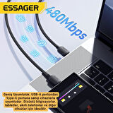 Essager 2 Metre 7A 100W E-Marker Süper Hızlı USB To Type C Şarj Data Kablosu, Akım,Isı, Güçlü Kablo