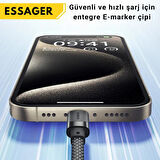 Essager 1 Metre PD 100W Manyetik Süper Hızlı Type C To Type C Şarj Data Kablosu, Akım, Isı Korumalı