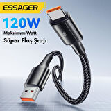 Essager 2 Metre 6A 120W Mega Hızlı USB To Type C Şarj Data Kablosu, Akım,Isı Korumalı, Güçlü Kablo