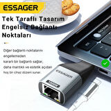 Essager 1000Mbps Type-C to RJ45 Dönüştürücü, Gecikmesiz Süper Hızlı Type C To Ethernet Çevirici