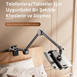 Polham Teleskopik Masaüstü ve Yatak Bazası için Telefon ve Tablet Tutucu Stand, Yükseklik ve Açı Ayarlı Tablet Tutucu