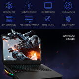 Polham 6 Fanlı RGB Işıklı Dijital Ekranlı Laptop Soğutucu Stand, 7 Kademeli Yükseklik Ayarlı Süper Soğutucu Stand