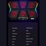 Polham 6 Fanlı RGB Işıklı Dijital Ekranlı Laptop Soğutucu Stand, 7 Kademeli Yükseklik Ayarlı Süper Soğutucu Stand