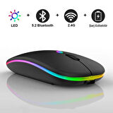 Polham Şarjlı RGB Işıklı Çift Modlu Kablosuz Mouse, Laptop, Tablet, Telefon, TV Uyumlu Mouse Süper Sessiz