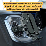 Polham Yuvarlak Havalandırma Uyumlu Araç İçi Telefon Tutucu, Sarsılmaz, Titremez, Mercedes, Audi Uym