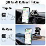 Polham Süper Vantuzlu Torpido Üstü ve Ön Cam Uyumlu Araç İçi Telefon Tutucu,Teleskopik Ayarlanabilir