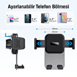 Polham Süper Vantuzlu Torpido Üstü ve Ön Cam Uyumlu Araç İçi Telefon Tutucu,Teleskopik Ayarlanabilir