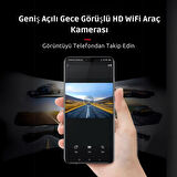 Polham Universal Wifi Kayıtlı Geniş Açılı 1080P Araç İçi ve Dışı Ses Görüntü Kamerası, Gece Görüşlü