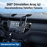Polham Havalandırma Girişli Araç Telefon Tutucu, Titremez Düşmez Otomatik Kilitli Telefon Tutucu