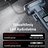 Polham 4in1 Çok Fonksiyonlu Araç Lastik Şişirme Pompası, Cam Kırıcı, Kemer Kesici, Led Işıklı,Şarjlı Pompa