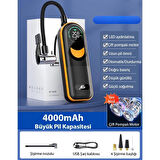 Polham 60W 4000mAh Şarjlı 150PSİ Ultra Hızlı Lastik Şişirme Hava Kompresörü, Dijital Göstergeli Pompa
