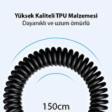 Polham 3A 60W Spiral Type C to Type C Şarj ve Data Kablosu,1-1,5 Metre Kısayıp Uzayabilen Elastik Kablo