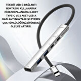 Polham 5in1 3x Type C ve 2x USB Girişli Type C Çoğaltıcı Dönüştürücü HUB Adaptör, Ses, Veri, Güç Aktarım