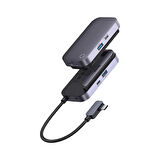 Baseus 4in1 100W PD Type C Klipsli Çevirici Çoğaltıcı Hup, 1x 4K HDMİ, 1x Type C, 1x USB, 1x 3.5MM Çoğaltıcı