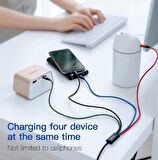 Baseus 120Cm 4in1 Şarj ve Data Kablosu, USB To 2x İphone Lightning, 1x Type C ve 1x Micro Kablo