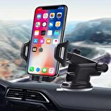 Polham Torpido Üstü ve Ön Cam Teleskopik Araç İçi Telefon Tutucu, Karbon Fiber Telefon Tutucu