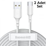 Baseus 40W 2 Adet 1.5 Metre USB To Type C Şarj ve Data Kablosu, Ultra Hızlı Kırılmaz Kopmaz Kablo