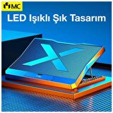 Polham Ultra Sessiz 6 Fanlı Laptop Soğutucu Stand, Led Işıklı Gaming Laptop Soğutucu 6 Kademeli