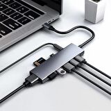 Polham Type C Port 9in1 Çoğaltıcı HUB, 4K HDMİ, RJ45, 3,5MM, SD TF, 3x USB 3.0, 2x PD Type C Adaptör