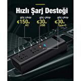 Baseus 150W Power Inverter AC 220V Araç İçi Çakmaklık Çevirici Araç Çakmaklık Priz Dönüştürücü