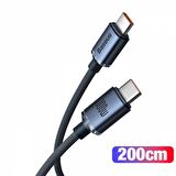 BASEUS 2mt Led Işıklı Örgülü 100W Type-C to Type-C Hızlı Şarj Kablosu Samsung Huawei Şarj